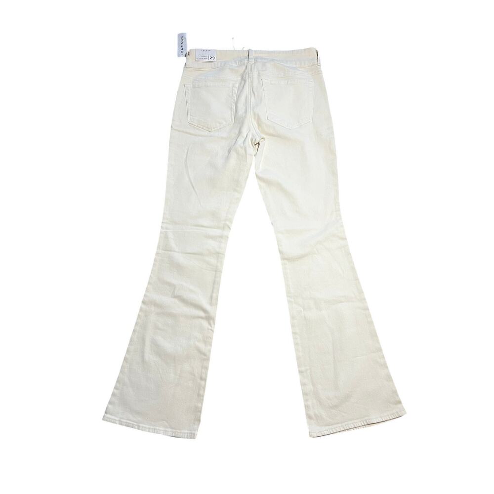 NWT PacSun Low Rise Boot Stretch Lace Up Front Jeans Off White Cream | Size 29 - Picture 2 of 8